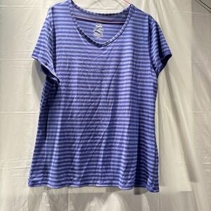 Womens Danskin Now Semi-Fitted Shirt Top Short Sleeve Activewear Size 2x Striped